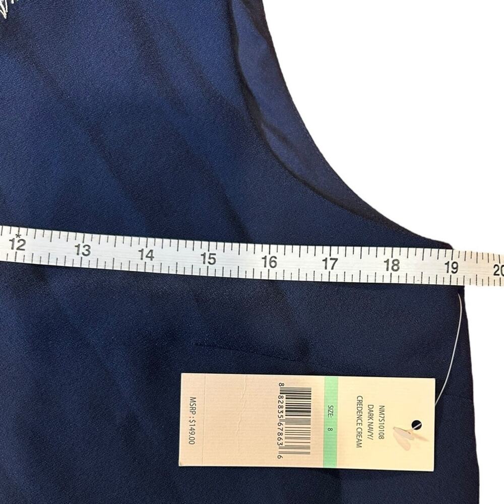 NWT NANETTE LEPORE Navy Cream Sleeveless Lace Collar Babydoll Shift Twee Dress 8 - Picture 6 of 10